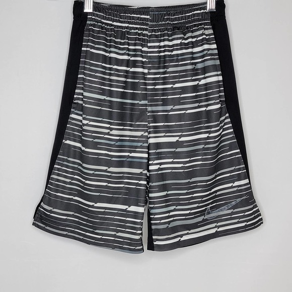 Boy's Nike Dri-Fit Active Shorts Gray White Tiger Print Size Large Mesh Sides - Picture 1 of 9